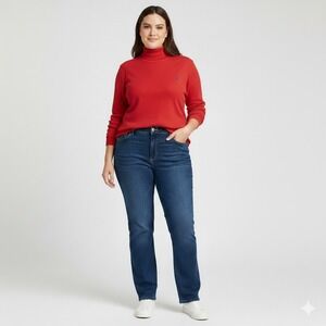 Ralph Lauren Womens Red Cotton Long Sleeve Turtleneck Top Blouse Size M